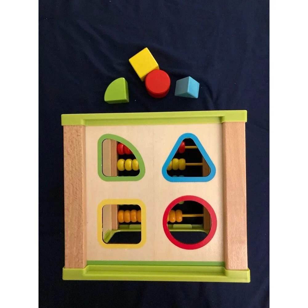 TOYVENTIVE Wooden Activity Cube Toy – Interactive Learning Play for Toddlers